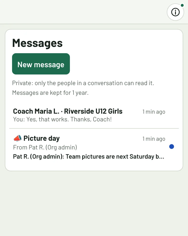 Messages from a coach and the club.