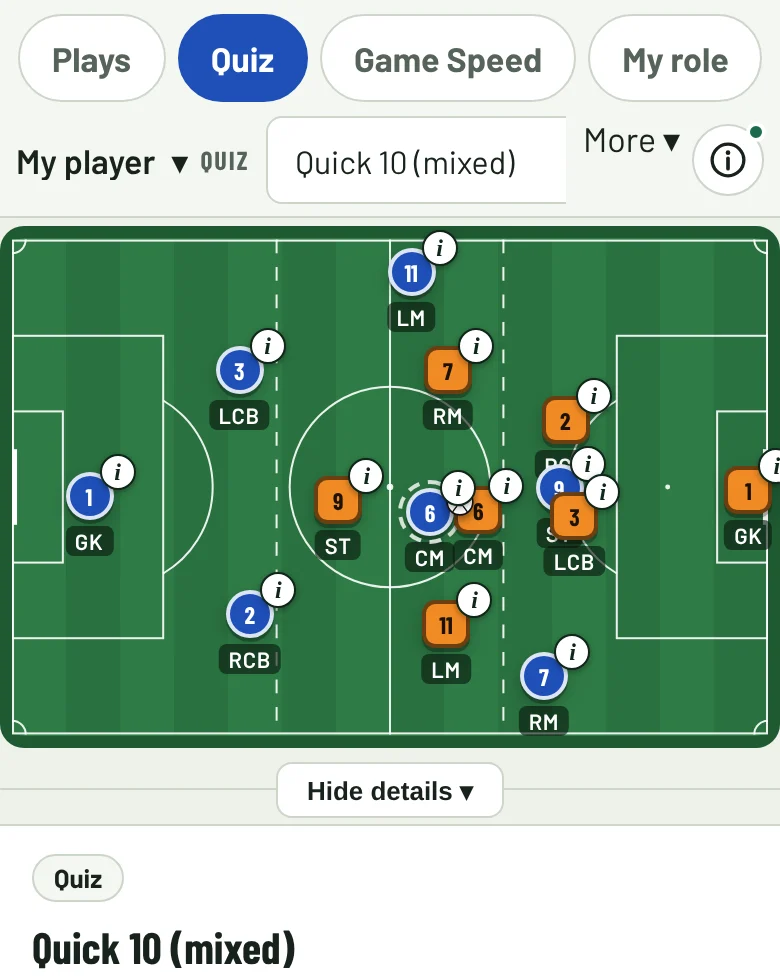 The Quiz screen: a question about where a player should go.